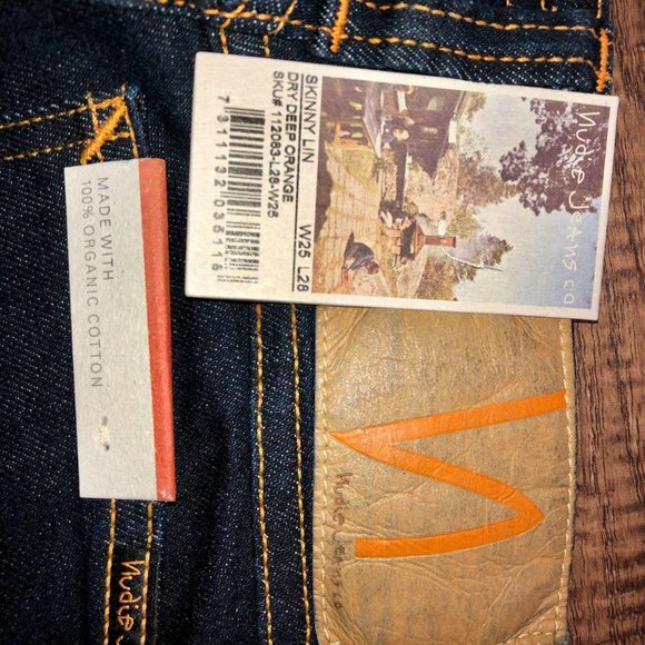 Nudie Jeans Co Men Skinny Lin Dry Deep Orange - 25x28 - Picture 2 of 5